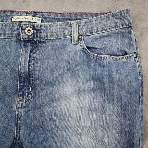 Tommy Hilfiger Pants Womens 16 Blue Bootcut High Rise Cotton Button Denim Jeans - Picture 12 of 16
